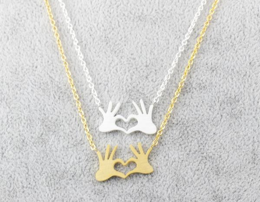 Hand Heart Finger Love Couples Necklace