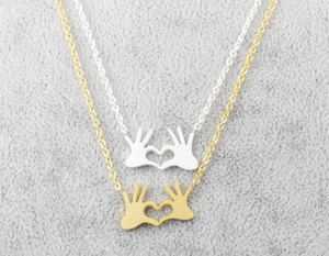 Hand Heart Finger Love Couples Necklace