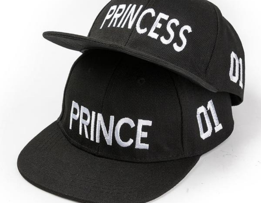 PRINCE PRINCESS Embroidery Couple Caps