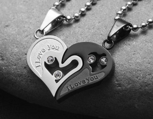 I Love You Heart Shape Couple Necklace
