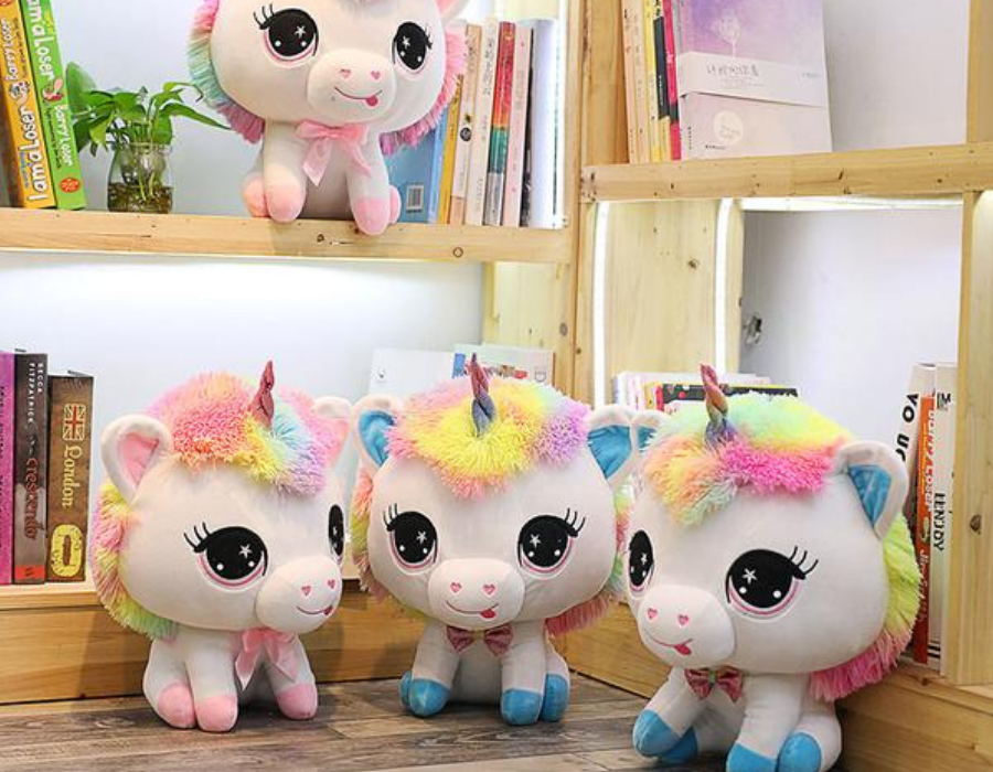 Colorful Big Head Unicorn Couple Stuff Toys  ( 35cm )