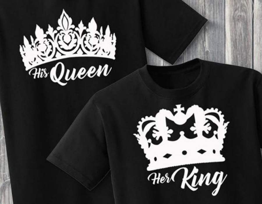 White Crown His Queen Her King Couple Shirt