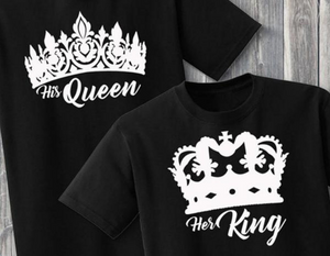 White Crown His Queen Her King Couple Shirt