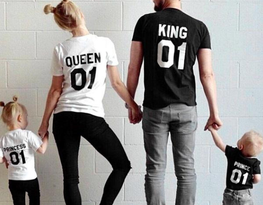 Family Matching Black And White King & Queen Shirts