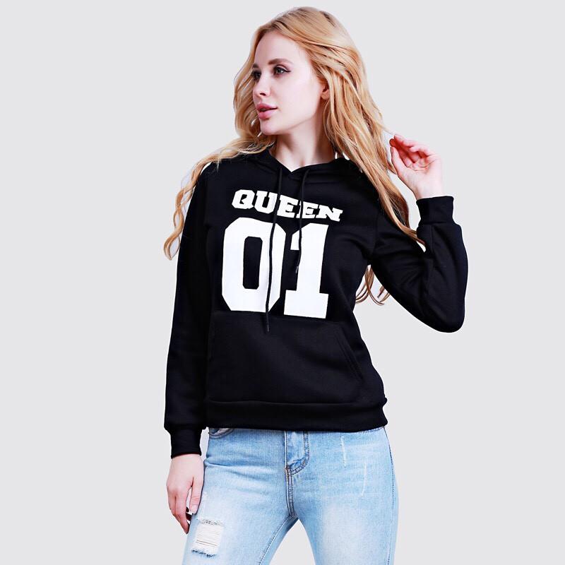 Couple Sweatshirt KING QUEEN HOODIES Prints Lover Pullover for Men and Women