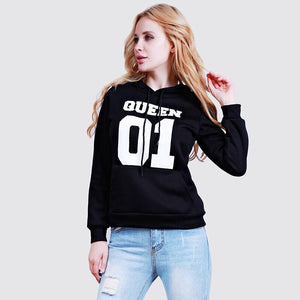 Couple Sweatshirt KING QUEEN HOODIES Prints Lover Pullover for Men and Women
