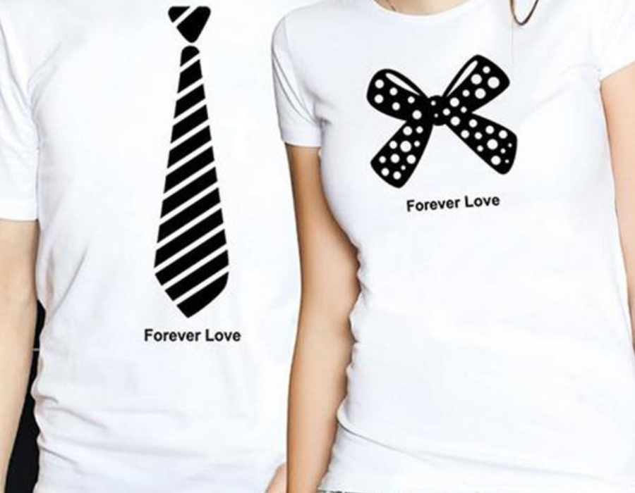 Necktie Ribbon Couple Shirt