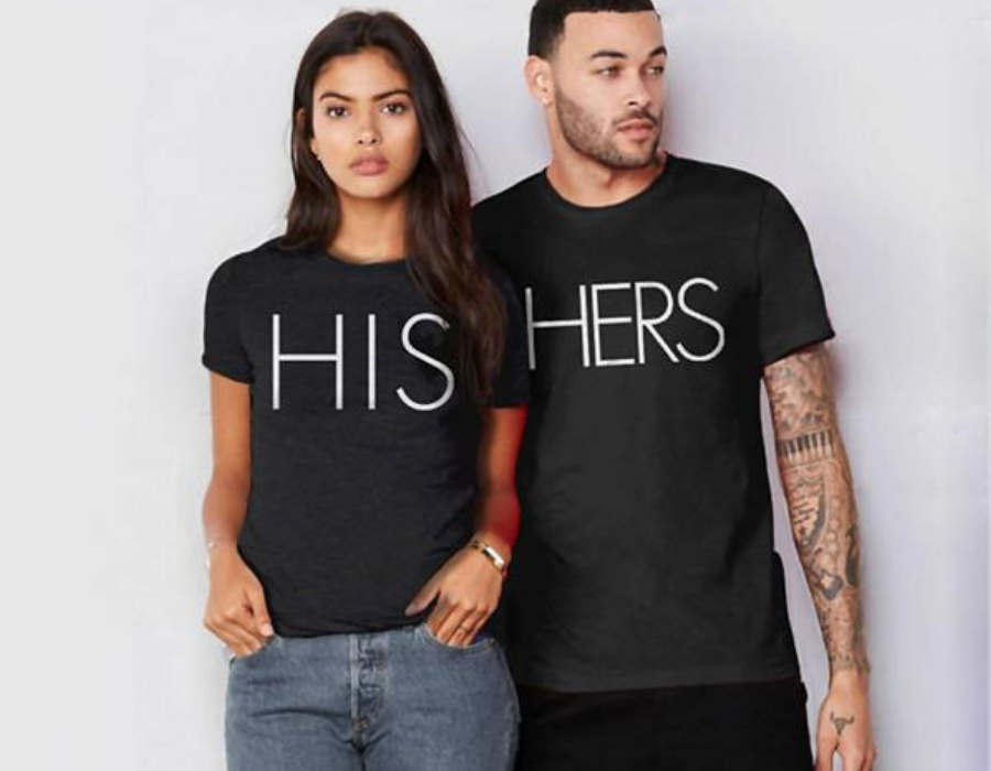 Black His and Her Couple Shirts