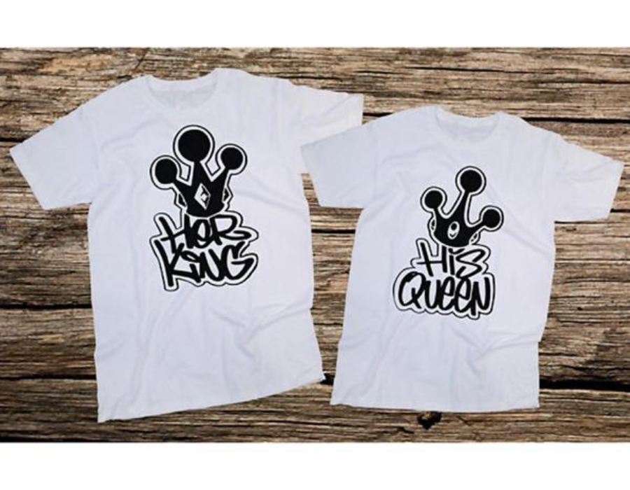 Graffiti His Queen Her King Couple Shirt