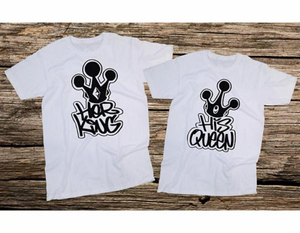 Graffiti His Queen Her King Couple Shirt