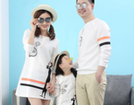 Long Sleeves White Black Orange Line Patter Couple Shirt