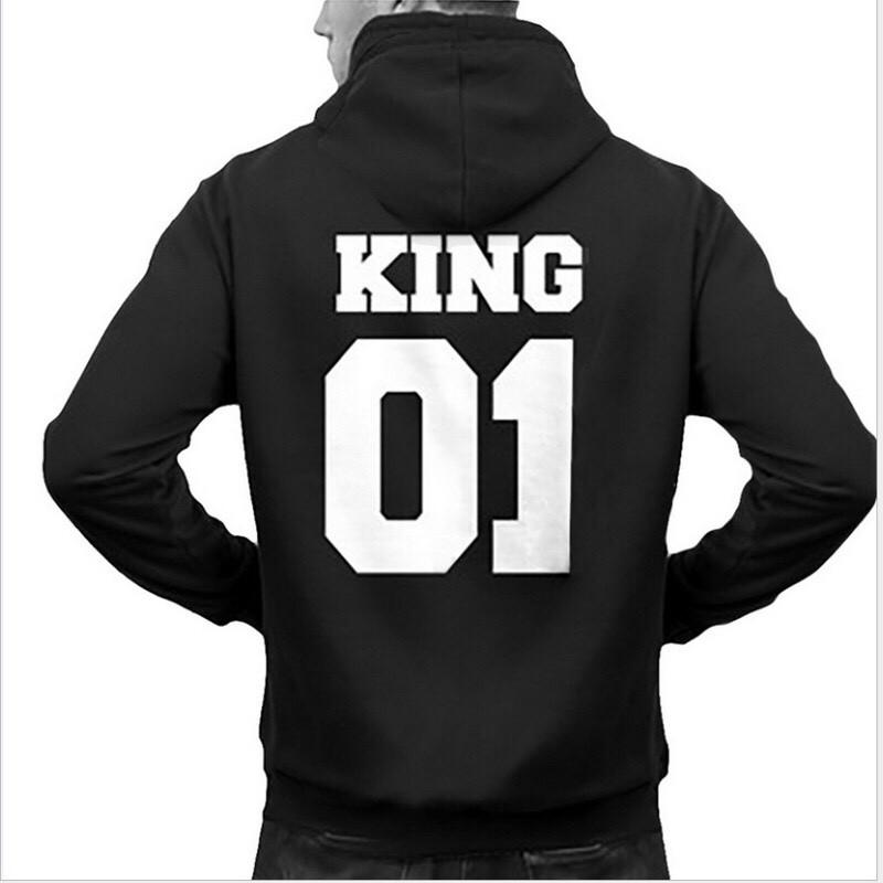 Couple Sweatshirt KING QUEEN HOODIES Prints Lover Pullover for Men and Women