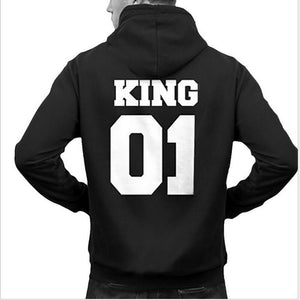 Couple Sweatshirt KING QUEEN HOODIES Prints Lover Pullover for Men and Women