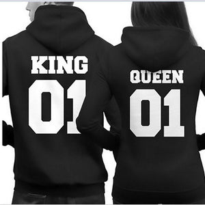 Couple Sweatshirt KING QUEEN HOODIES Prints Lover Pullover for Men and Women