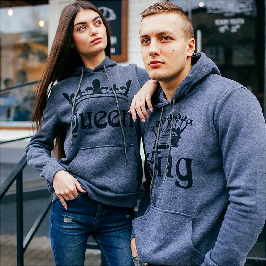 Gray - King Queen Hoodies - Valentine's Day Special