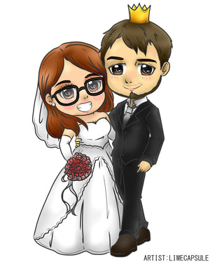Couple Art Photo - We Will Draw Your Photo as CHIBI ART - Full Coloured
