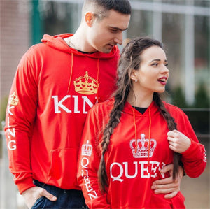 Red - King Queen Hoodies - Valentine's Day Special