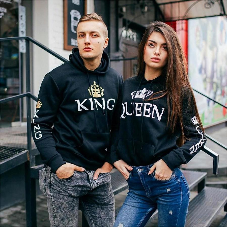 Black - King Queen Hoodies - Valentine's Day Special