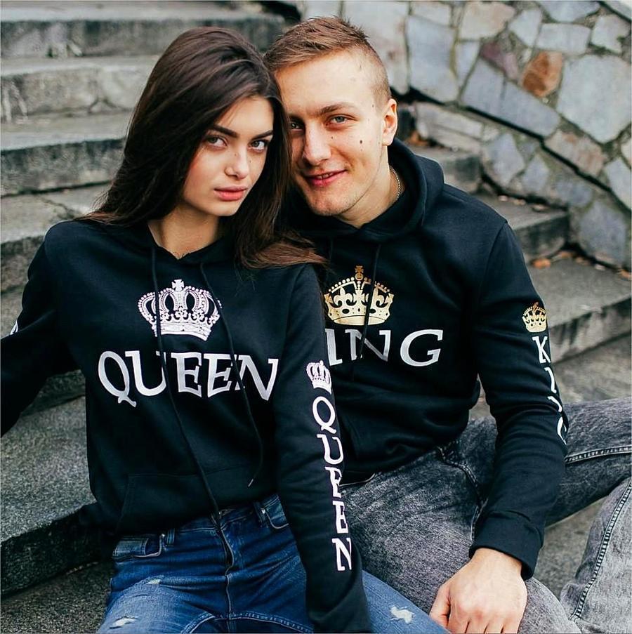 Black - King Queen Hoodies - Valentine's Day Special