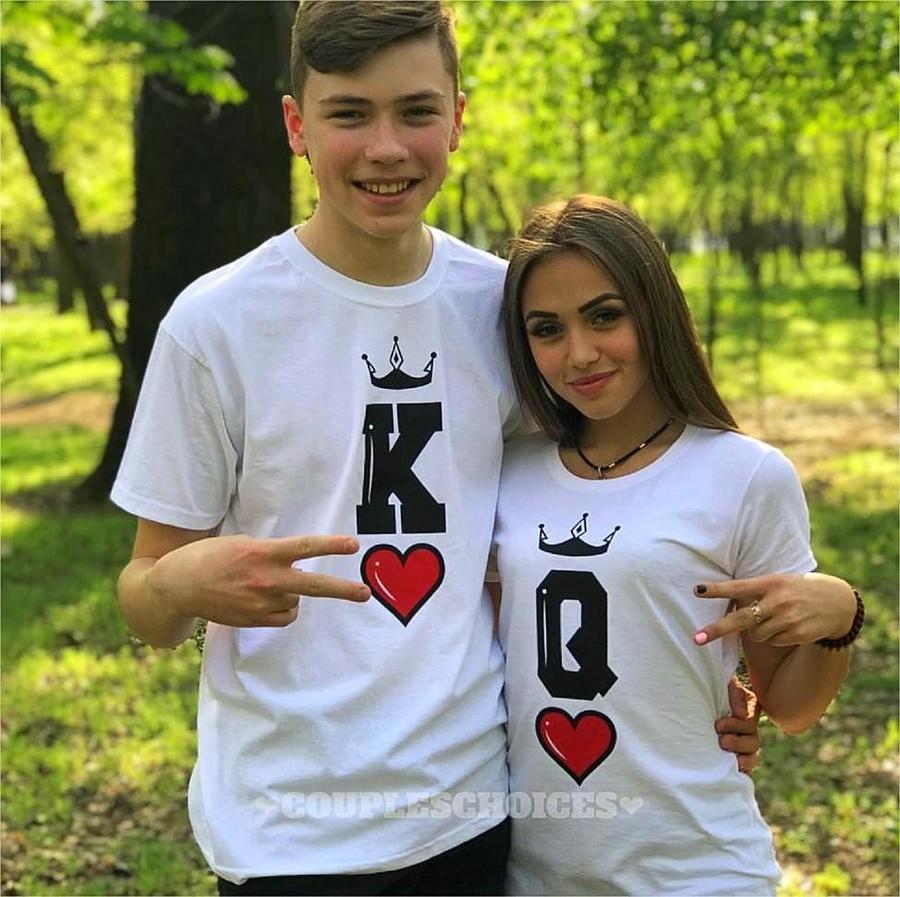 King Queen Lovers T Shirt Sets Couple's Matching Summer Casual Short Sleeve  2 Piece Set Women Man Cotton Basic T-shirts Suit