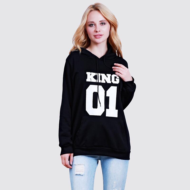 Couple Sweatshirt KING QUEEN HOODIES Prints Lover Pullover for Men and Women