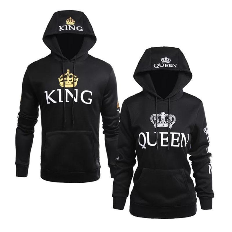 Black - King Queen Hoodies - Valentine's Day Special
