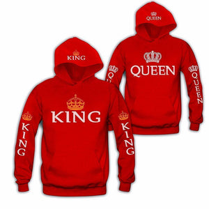 Red - King Queen Hoodies - Valentine's Day Special