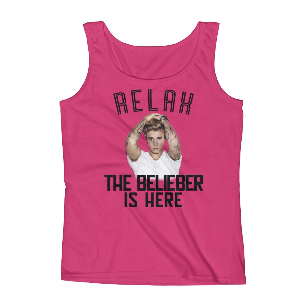 "RELAX, THE BELIEBER IS HERE" Justin Bieber Fan Ladies'  Sleeveless Tank Top