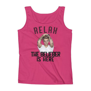 "RELAX, THE BELIEBER IS HERE" Justin Bieber Fan Ladies'  Sleeveless Tank Top