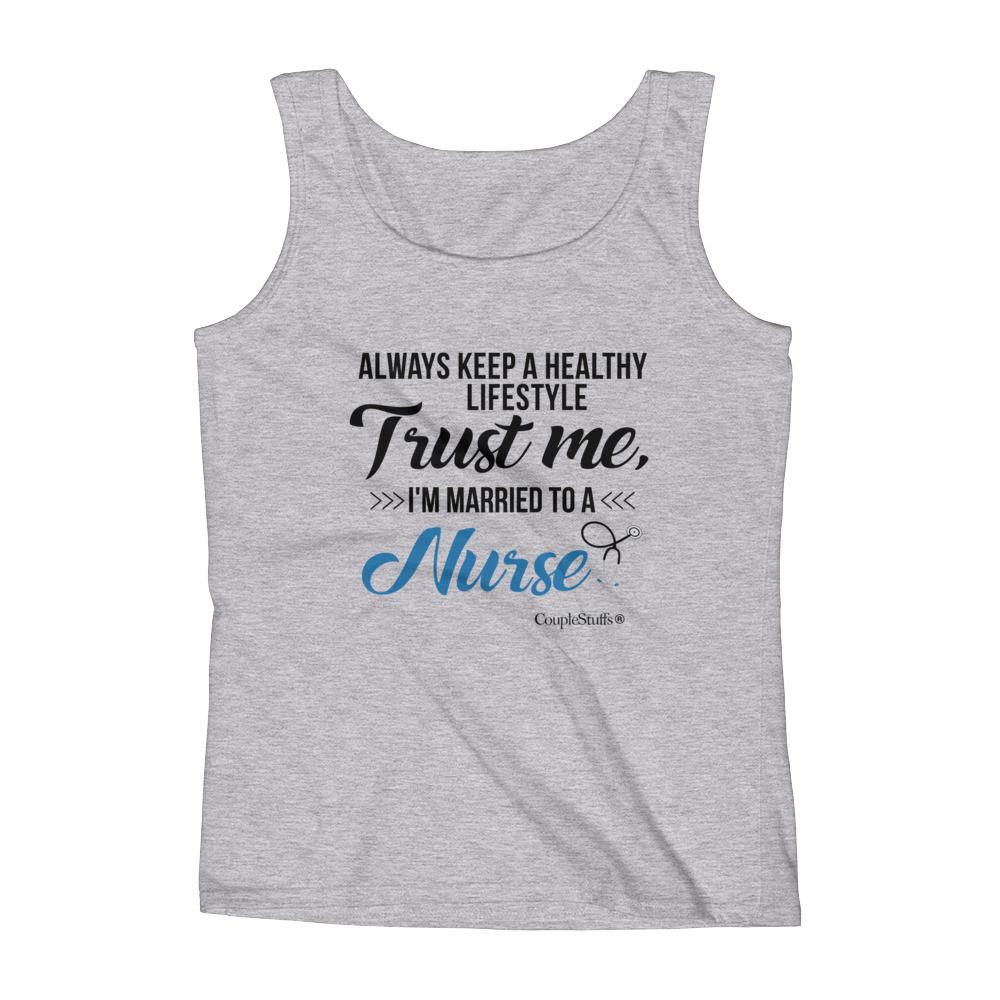 "Original Women's Sleeveless Top Tank Shirt Apparel "I'm Married To A Nurse"
