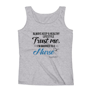"Original Women's Sleeveless Top Tank Shirt Apparel "I'm Married To A Nurse"