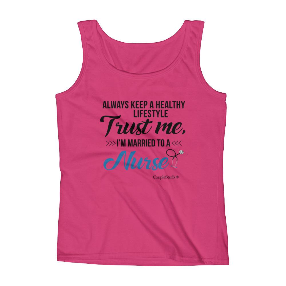 "Original Women's Sleeveless Top Tank Shirt Apparel "I'm Married To A Nurse"