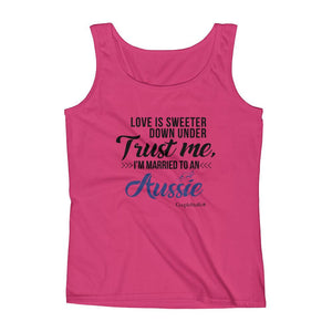 "Original Women's Sleeveless Top Tank Shirt Apparel "I'm Married To An Aussie"