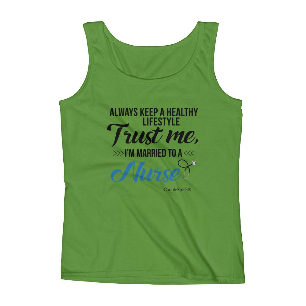 "Original Women's Sleeveless Top Tank Shirt Apparel "I'm Married To A Nurse"