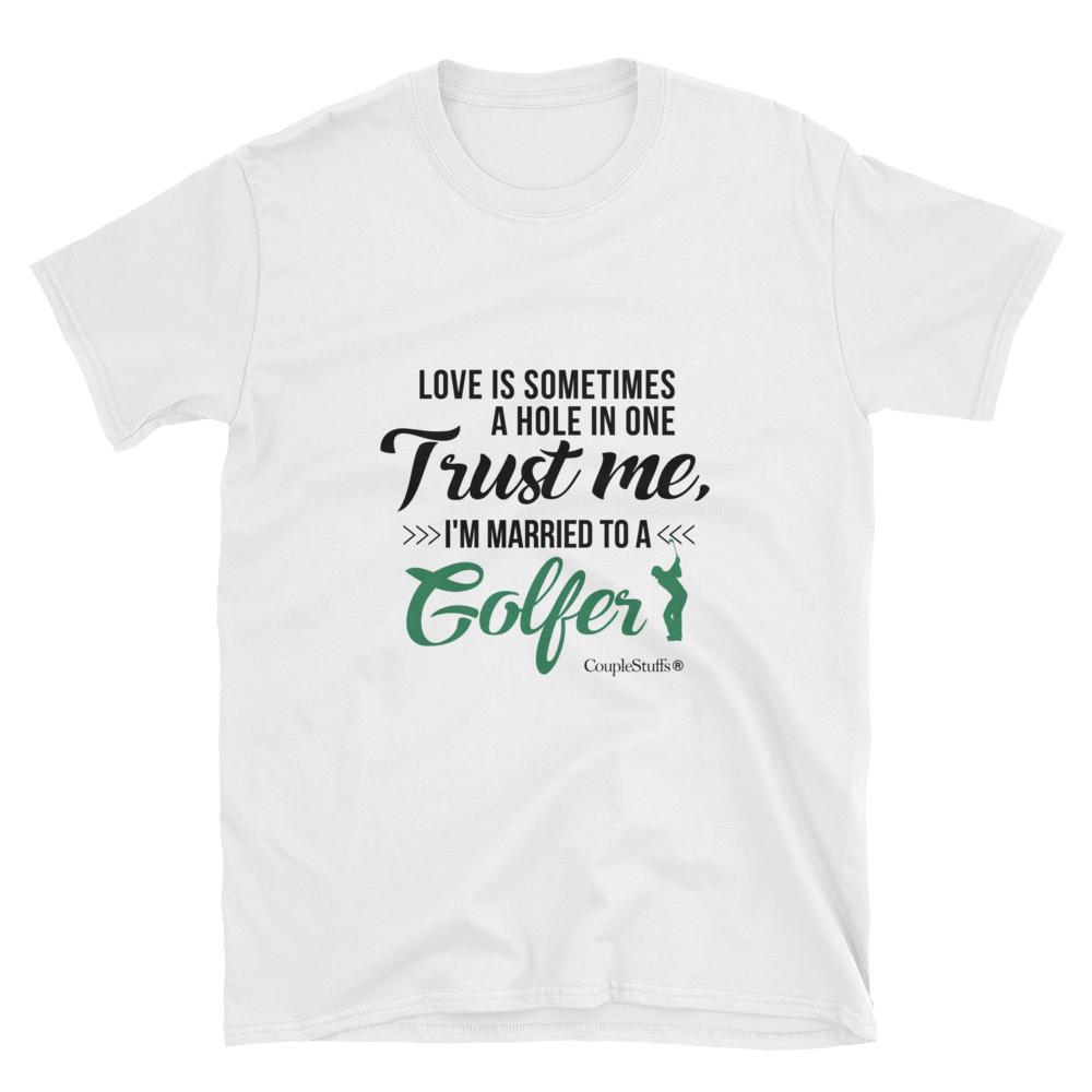 "Original Men's Short Sleeves Shirt Apparel "I'm Married To A Golfer"