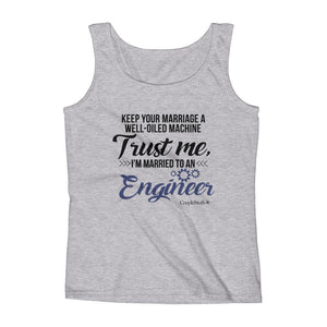 "Original Women's Sleeveless Top Tank Shirt Apparel "I'm Married To An Engineer"