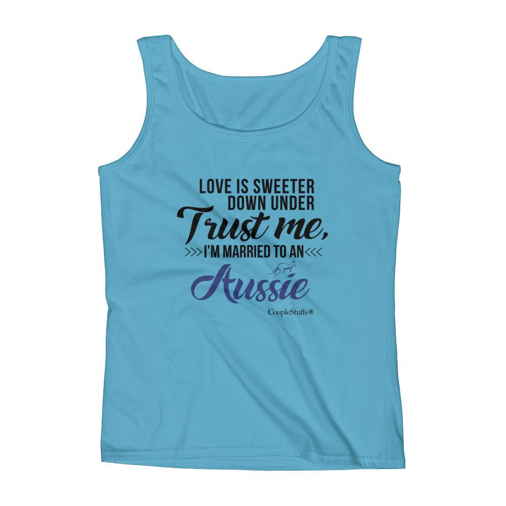 "Original Women's Sleeveless Top Tank Shirt Apparel "I'm Married To An Aussie"