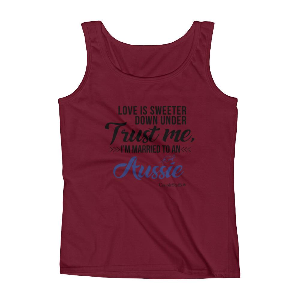"Original Women's Sleeveless Top Tank Shirt Apparel "I'm Married To An Aussie"