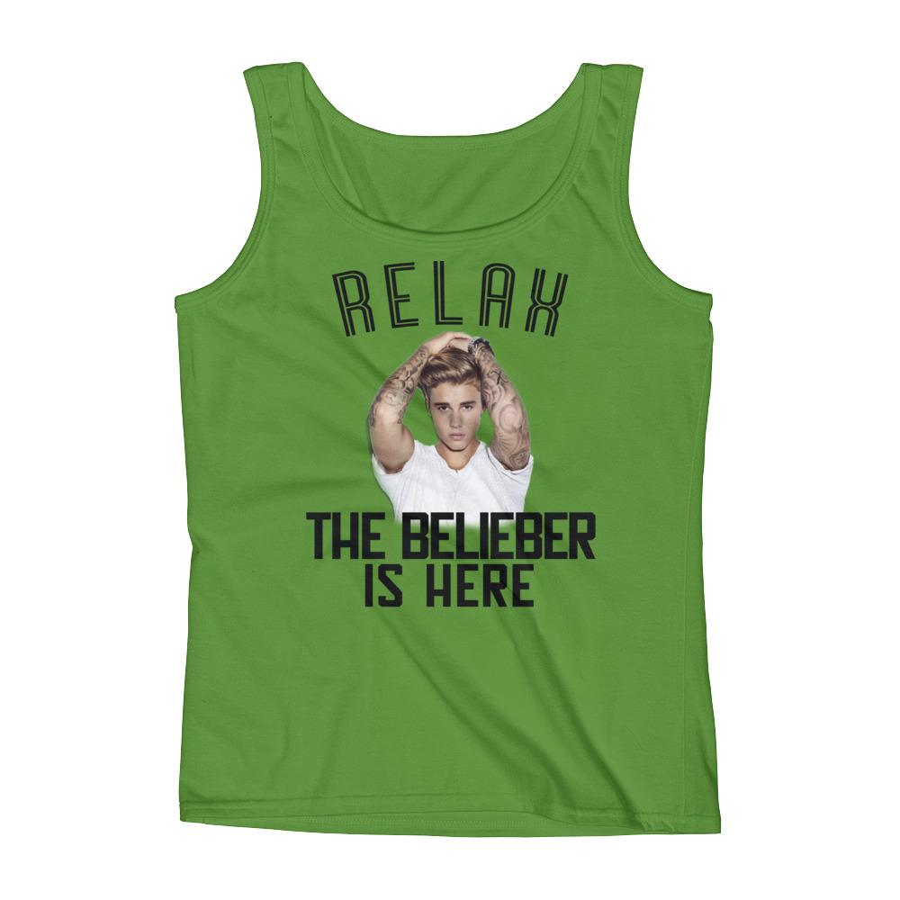 "RELAX, THE BELIEBER IS HERE" Justin Bieber Fan Ladies'  Sleeveless Tank Top