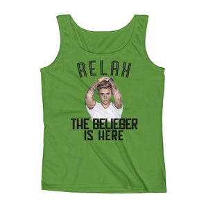 "RELAX, THE BELIEBER IS HERE" Justin Bieber Fan Ladies'  Sleeveless Tank Top