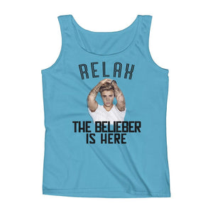 "RELAX, THE BELIEBER IS HERE" Justin Bieber Fan Ladies'  Sleeveless Tank Top