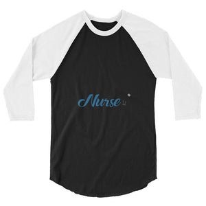 "Original Men's 3/4 Sleeve Raglan Shirt Apparel with caption "I'm Married To A Nurse"