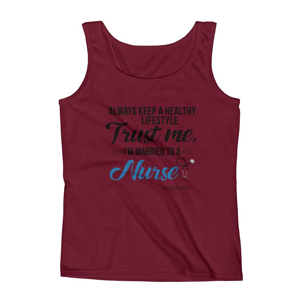 "Original Women's Sleeveless Top Tank Shirt Apparel "I'm Married To A Nurse"