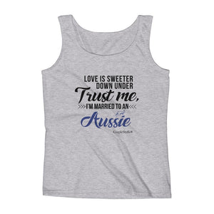 "Original Women's Sleeveless Top Tank Shirt Apparel "I'm Married To An Aussie"