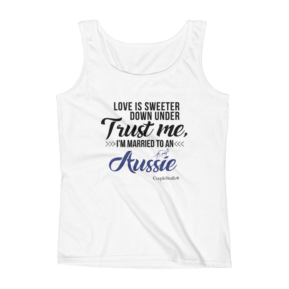 "Original Women's Sleeveless Top Tank Shirt Apparel "I'm Married To An Aussie"