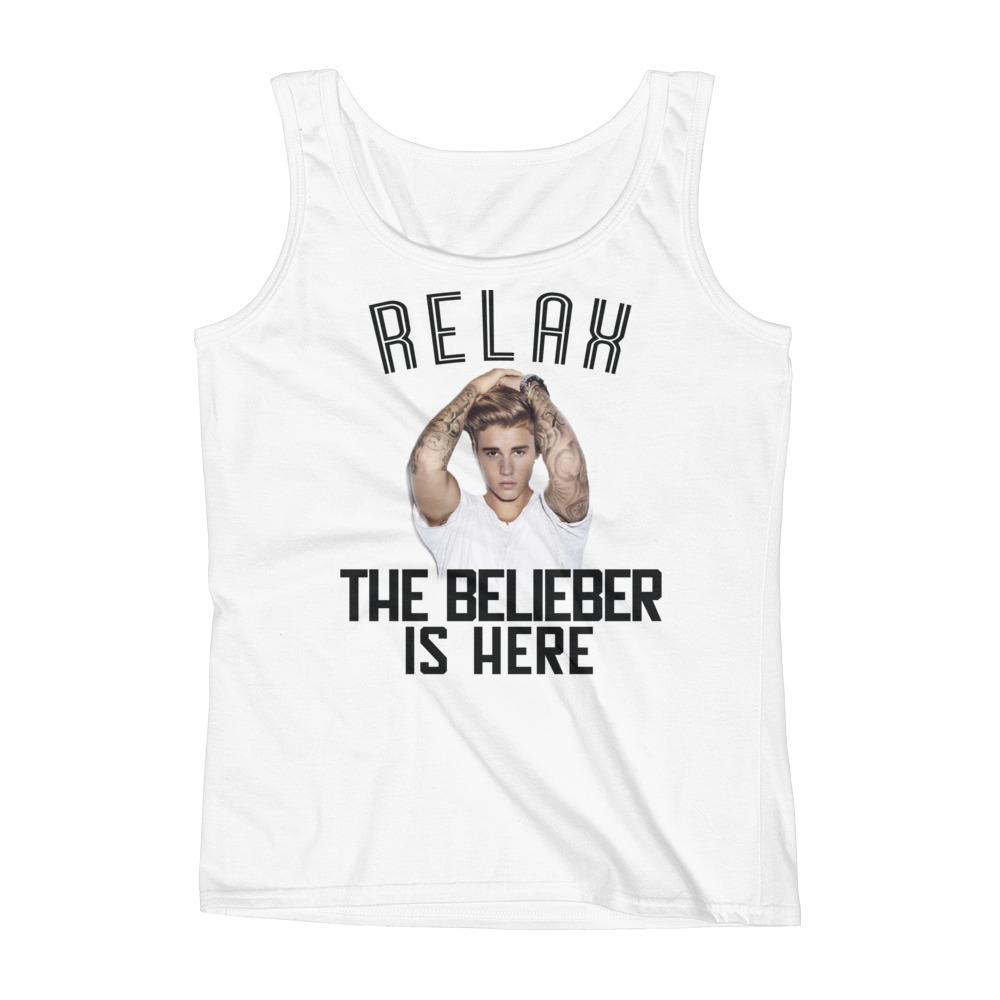 "RELAX, THE BELIEBER IS HERE" Justin Bieber Fan Ladies'  Sleeveless Tank Top