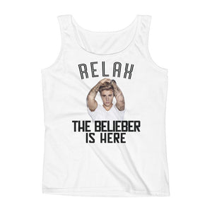 "RELAX, THE BELIEBER IS HERE" Justin Bieber Fan Ladies'  Sleeveless Tank Top