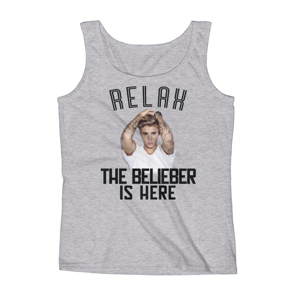 "RELAX, THE BELIEBER IS HERE" Justin Bieber Fan Ladies'  Sleeveless Tank Top