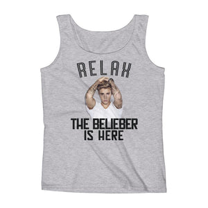 "RELAX, THE BELIEBER IS HERE" Justin Bieber Fan Ladies'  Sleeveless Tank Top