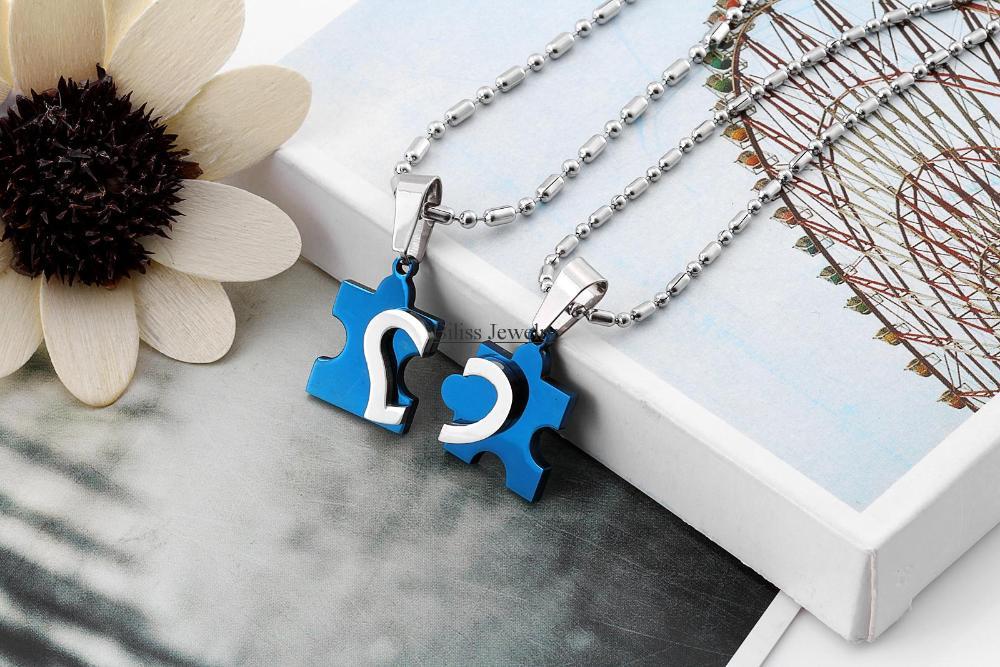 Heart Puzzle Couple Necklace